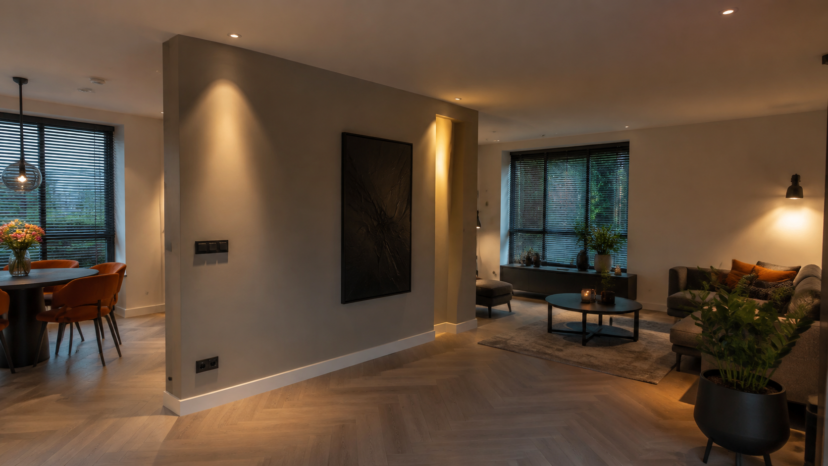 Moderne elektrische verlichting in een woning